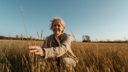 Joyful Woman in Wheat Field Enjoying Nature and Fresh Air