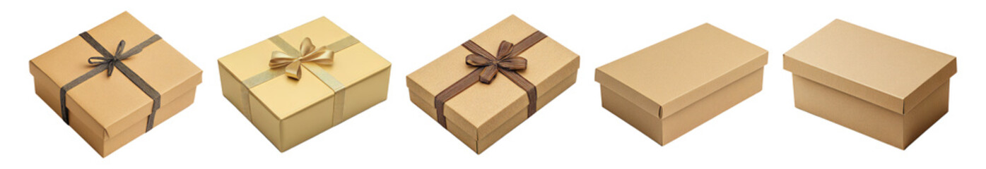 Assorted Gift Boxes with Ribbons for Present and Celebration Moments, Isolated on Transparent, white background
