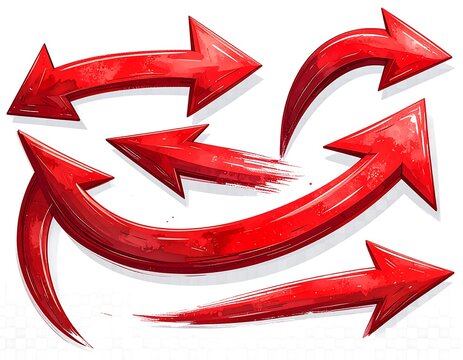 Red graphic arrows on white background