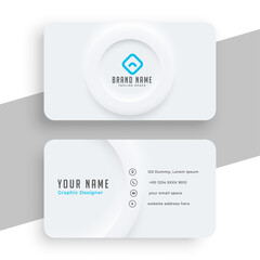 minimal white corporate business card template in neomorphism pattern