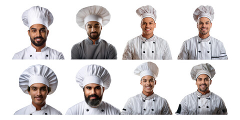 Diverse Chefs Smiling in Professional Attire, png collection isolated on transparent background