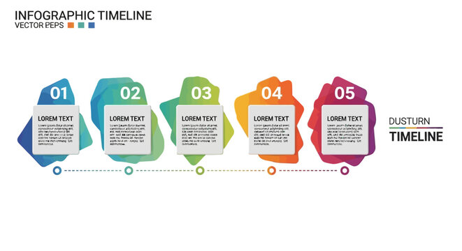 Colorful 5 Step Business Infographic Timeline Diagram Template