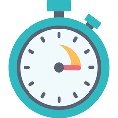 Teal Stopwatch With Red And Yellow Accent Markings On A Transparent Background Isolated Timekeeping Device Measuring Intervals