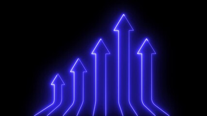 Glowing neon arrows ascend on a creating a dynamic and vibrant upward movement Multiple neon arrows ascending on a dark background up arrow growth Rising Neon blue arrows ascend above a futuristic 
