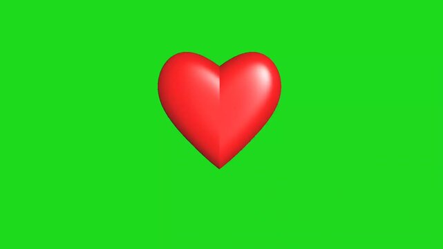 Pounding heart animations on green screen background