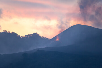 Intense Volcanic Activity at Dawn on Barren Island, India