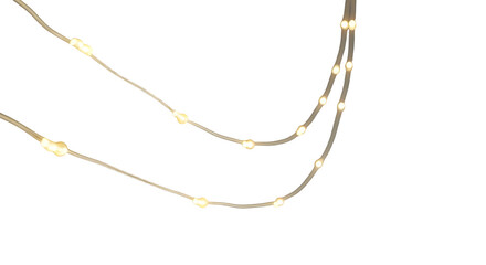 Glowing string lights on transparent background