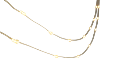 Glowing string lights on transparent background