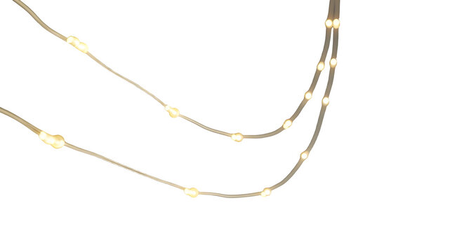Glowing string lights on transparent background