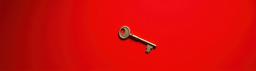 Key on a red surface with a red background