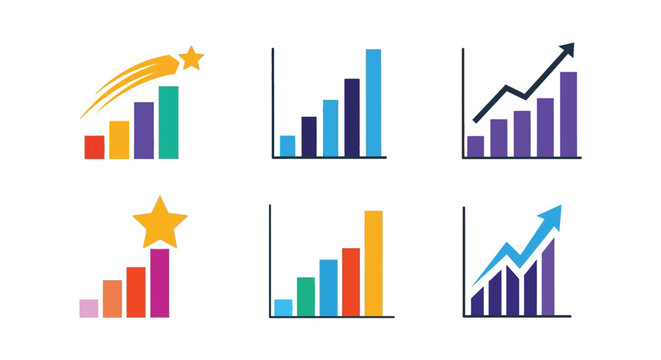 Colorful vector graphics representing financial growth data analysis and success