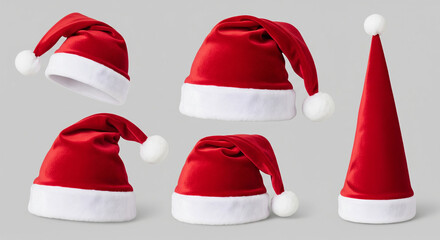 Festive Red Santa Hats A Collection of Holiday Cheer