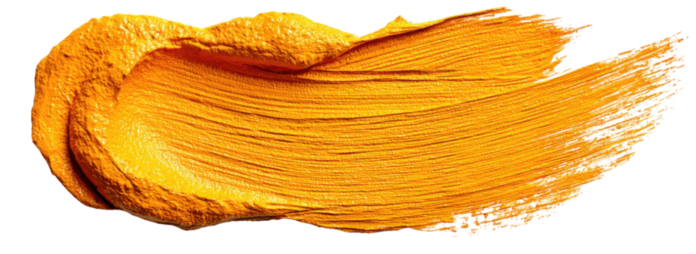 Oily yellow paint stroke with ridges against black