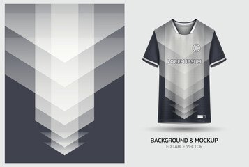 Monochrome Chevron Gradient Geometric Sport Jersey Design Template © hlmngz