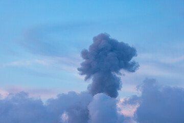 Mushroom Cloud of Volcanic Ash Erupting  over Barren Island