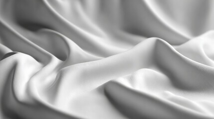 Obraz premium Soft, flowing white satin fabric draped elegantly, showcasing smooth textures and gentle folds, creating a serene and luxurious atmosphere for design and artistic projects