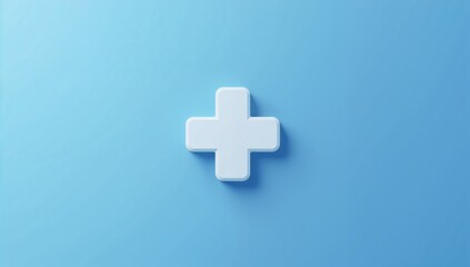 Obraz premium White Plus Symbol on a Soft Blue Background for Health Concepts