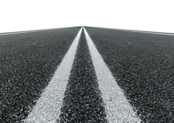 Road with double white lines disappears into darkness