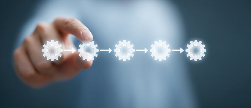 Focused management of business process automation workflow. technology flowchart and strategy for efficiency