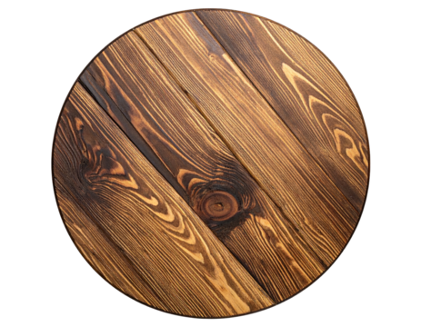 Round wood planks, angled, warm brown, knots