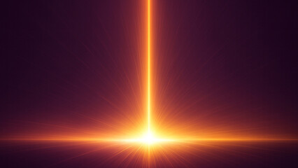 Futuristic glowing beam of light descending in dark space background