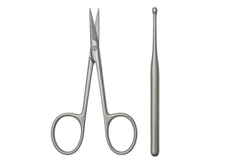 Manicure tools set with nail cuticle nipper and pusher for personal care and beauty treatment on transparent background