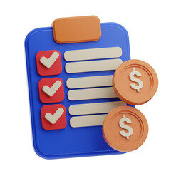 Clipboard with Checklists and Coins