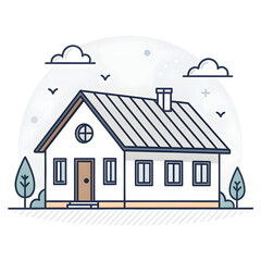 illustration of a house in winter