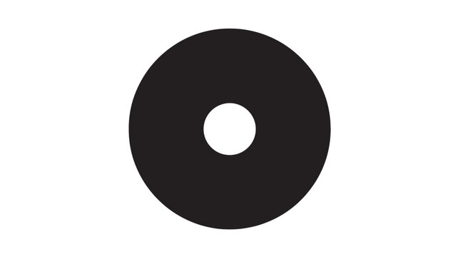 Simple black circle with a hole flat vector design element isolated on white background