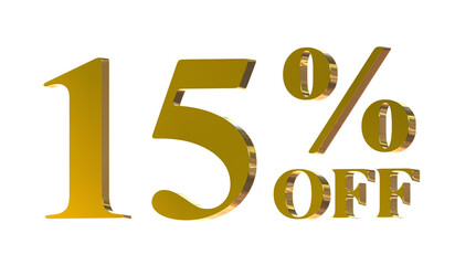 15% OFF Promotional Graphic – 3D Bold Gold 