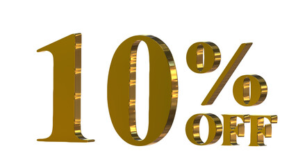 10% OFF Promotional Graphic – 3D Bold Gold 