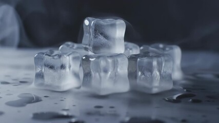 Dry Ice Cubes Sublimating in Dark Environment - A Chilling Display.