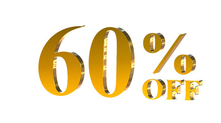 60% OFF Promotional Graphic – 3D Bold Gold 