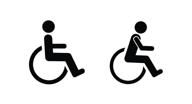 Accessibility symbols representing individuals using wheelchairs promoting inclusivity and access