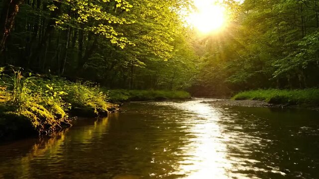 Capturing the vigorous and ceaseless flow of a pristine river, highlighting the interplay of currents, eddies, and the natural obstacles it navigates, from a low angle perspective.