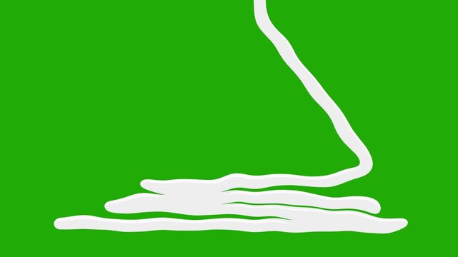White cartoon toothpaste falling from top to bottom through a green screen background. Close up cinematic shot of squeezing white toothpaste. Putting toothpaste- Squeezing white toothpaste motion.