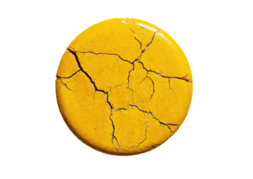 Cracked yellow disk texture, weathered surface