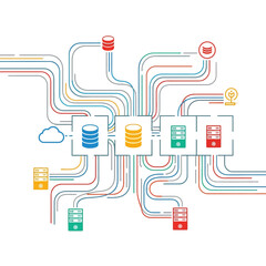 Database Network Connecting Servers and Cloud Data Storage System