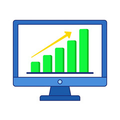 Financial growth representation on a computer screen with rising graph