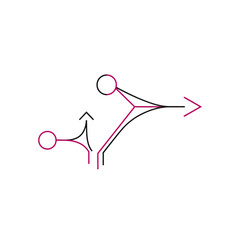 Flowchart Icon Arrows with Multiple Paths in Illustration