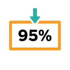 Percentage Reduction Sign Showing 95% Decrease in Green and Orange