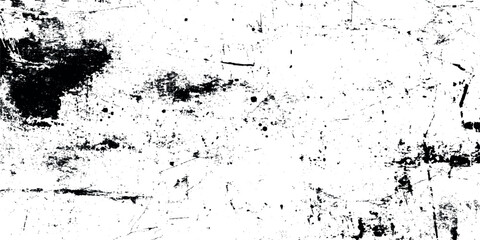Distressed overlay grunge texture background black and white scratch grit dust worn rough urban wall surface design vector element.