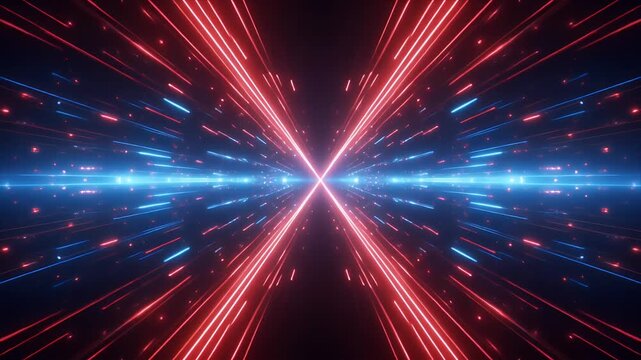Dynamic neon light trails forming hypnotic cross pattern for modern digital background