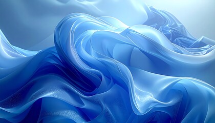 Fototapeta premium Flowing, translucent, abstract artwork in varying shades of blue