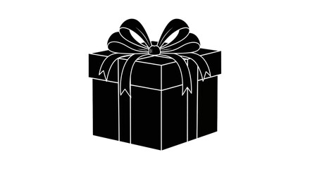 christmas gift box black color isolated on white background