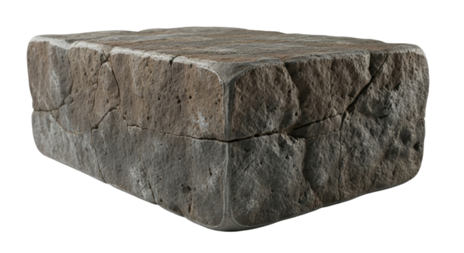 Stone cube with textured surface transparent background cutout png