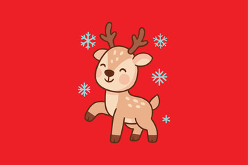 christmas reindeer with red background, Festive Reindeer Character with Bright Abstract