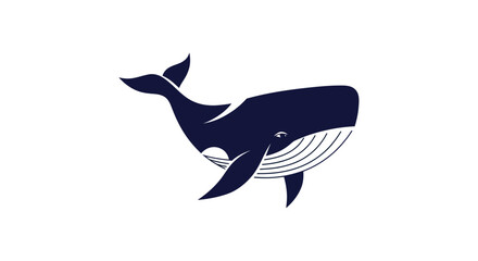 Stylized navy whale illustration on white background vector design