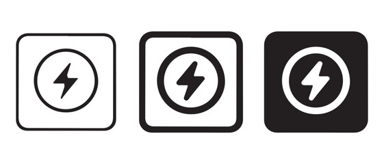 Lightning bolt icon set. electric energy and power symbol vector.