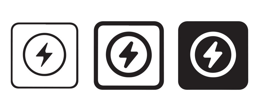 Lightning bolt icon set. electric energy and power symbol vector.